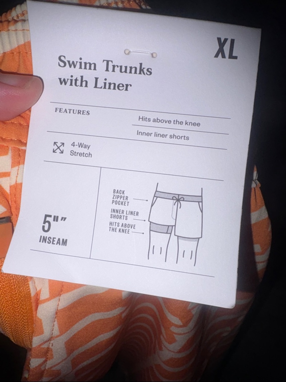 Goodfellow & Co Orange Geometric Swim Trunks with Drawstring - Picture 8 of 8